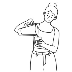 Young woman pouring healthy juice