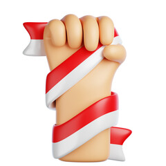 Hand Holding Indonesian Flag 3D Icon