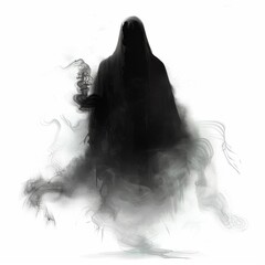 Fototapeta premium Ghostly Apparition: Translucent Halloween Spirit in Digital Art on White Background
