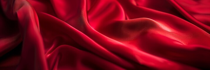 Obraz premium Close-up image of a luxurious red silk fabric, showing its sheen and folds