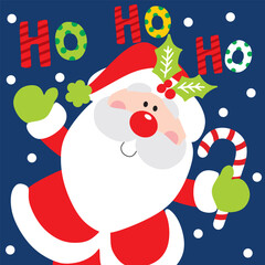 Christmas Design For Card,Bag with Cute Santa Claus