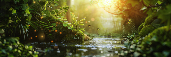 Obraz premium World Habitat Conservation Day. bright green nature. pure nature