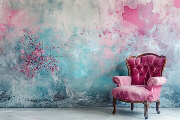 Coquette Style Room Decor with Vintage Furnishings Watercolor Style