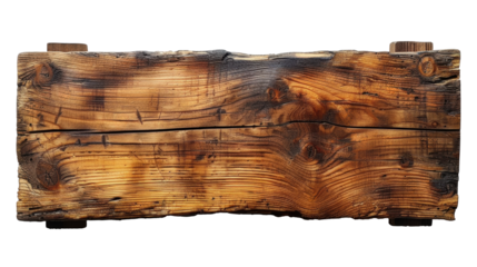 a weathered wooden sign with a natural wood grain. 