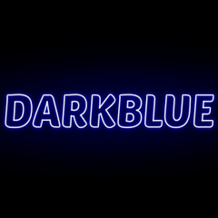 Neon dark blue colour and text isolated on black background. Illustration text, Neon inscription with backlight in Bold style, Isolated glowing title for decoration.