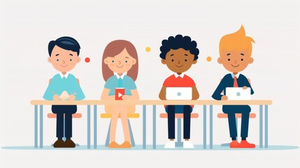 Diverse Group of Students Excelling in Leadership Skills While Preparing Speeches for School Elections