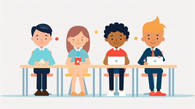 Diverse Group of Students Excelling in Leadership Skills While Preparing Speeches for School Elections