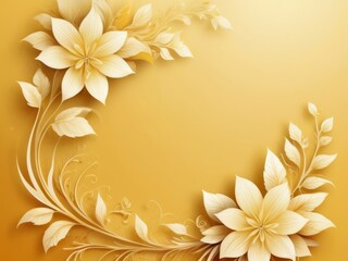 Naklejka premium Yellow gold abstract floral composition, with copy space for text in the middle. Template for greeting card, invitation, banner and other design projects