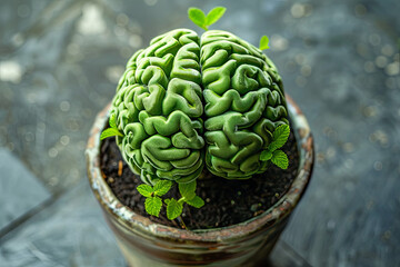 Obraz premium Green brain plant in a pot