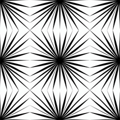Symmetrical Geometric Seamless Tile Pattern: Intricate Starburst Design with Black Lines on White Background for Modern Web Design