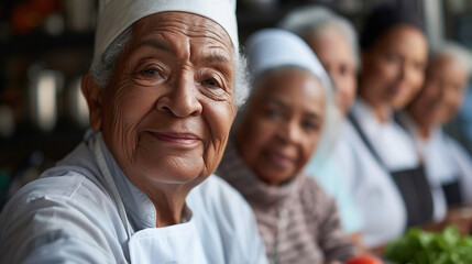 a group of seniors participating in a cooking class with a renowned chef, highlighting the joy and social connection found in culinary exploration and shared gastronomic experiences in retirement