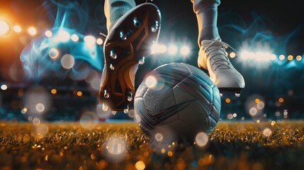 football player foot with ball