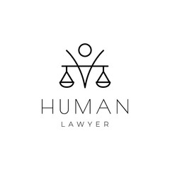 justice law human lawyer logo design line minimalist vector