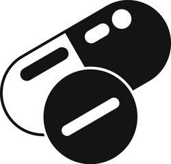 Simple black and white icon representing medication, evoking concepts of health and wellness