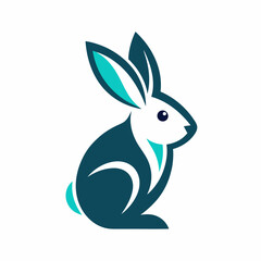 Cute minimalist rabbit logo design vector illustration