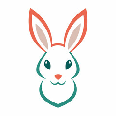 Cute minimalist rabbit logo design vector illustration