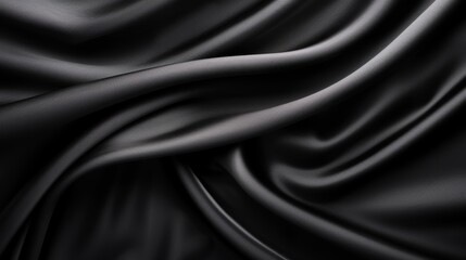Fototapeta premium A tight shot of a black fabric, showcasing a lengthy, undulating wave of material in its midst
