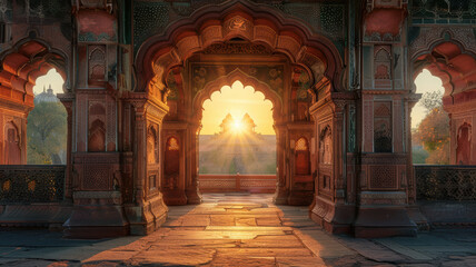Peaceful Temple Archway Morning