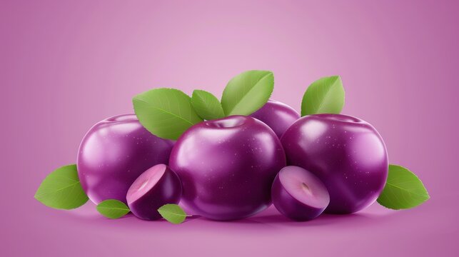Detailed 3D illustration of Velvet Apple Mabolo round, velvety fruit with custardlike flesh, isolated on clean background.