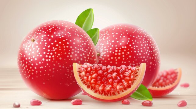 Detailed 3D illustration of Velvet Apple Mabolo round, velvety fruit with custardlike flesh, isolated on clean background.