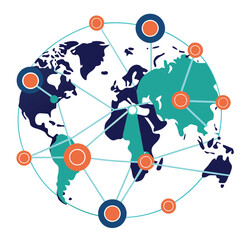 world map network with connections vector illustration.