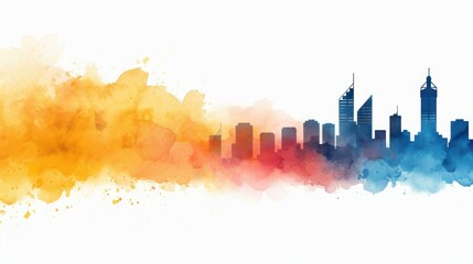 Obraz premium Beautiful watercolor illustration featuring Perth skyline for Western Australia Day celebration.