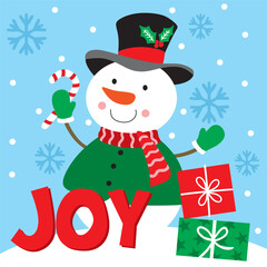 Christmas Design For Card,Bag with Snowman and Candy cane