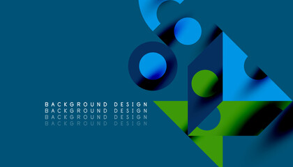 Fototapeta premium Colorful triangles circles square geometric design. Abstract background for wallpaper, banner, backdrop, card, book Illustration, landing page