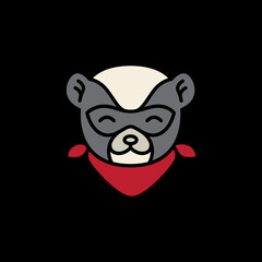 honey badger cute head cartoon mascot logo design vector