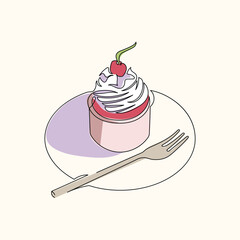 Line Art Cupcake Illustration