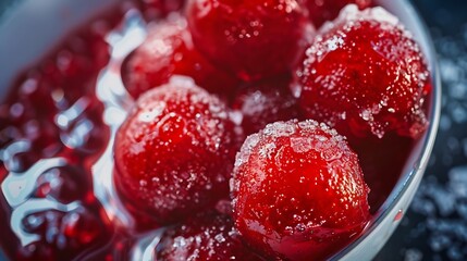 Tang Hulu sugarcoated fruit hawthorn traditional Chinese snack street food red vibrant sweet crunchy culinary : Generative AI