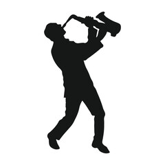 Silhouette of Jazz Musicians. Vector Black Silhouette in Flat Concept