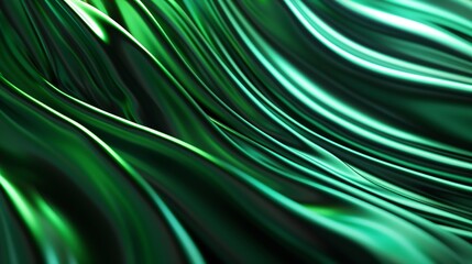 Obraz premium Green wave lines abstract background Dynamic and vibrant adds energy to designs Versatile for web print and creative projects : Generative AI