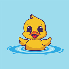 Cute duckling swimming cartoon vector illustration