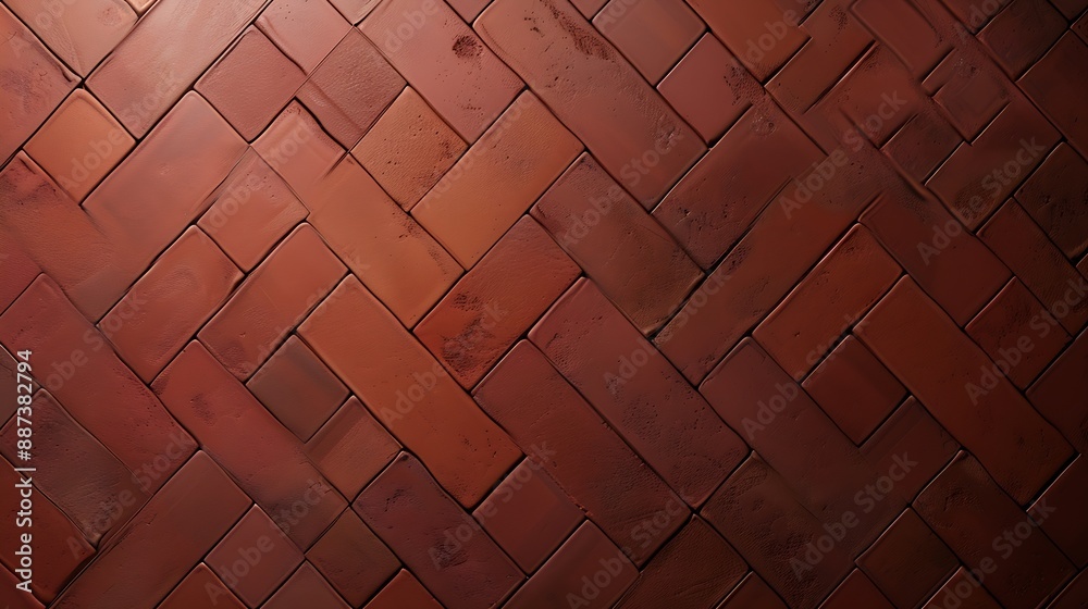 Aufkleber red brick coloured tile background with sideways chevrons : generative ai