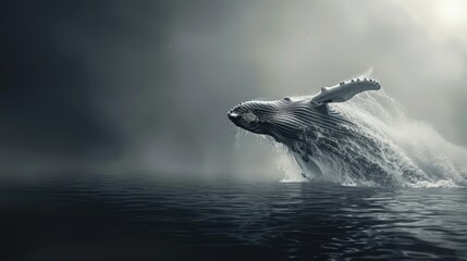 Obraz premium Humpback Whale Leaping Out of the Water