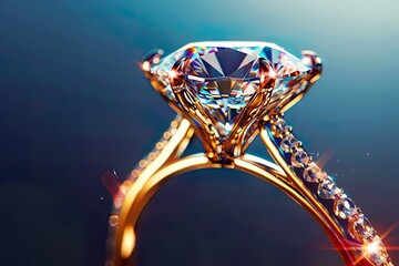 Illustration of Sparkling Diamond Ring with Intricate Details