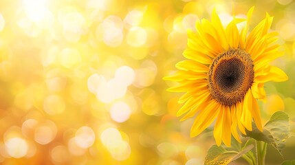 Obraz premium Vibrant Sunflower in Full Bloom Against a Blurred Natural Background : Generative AI