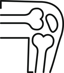 Simple black and white line drawing of a human knee joint, ideal for healthcare and medical topics