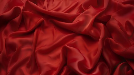 Obraz premium Vibrant Red Silk Fabric with Gentle Creases : Generative AI