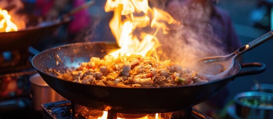 Wok Cooking in a Street Food Stall