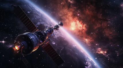 World Space Week. space. planet Earth. a satellite in orbit