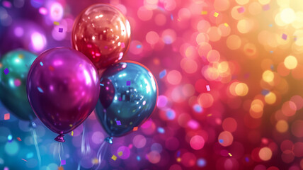 Shiny purple and pink Christmas balls cast a festive glow on a blurred disco-inspired backdrop