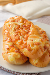 Close-up vertical view Cheese Stick Bread Soft texture