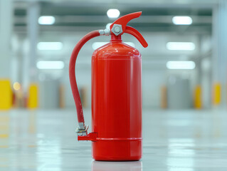 Fototapeta premium A fire extinguisher with a clear label showing its contents