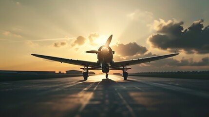 historical fighter plane on a runway : Generative AI