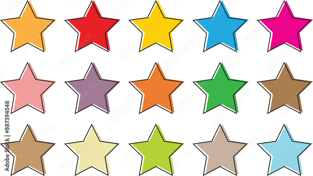 Poster abstract different color five star symbol vector illustration.
