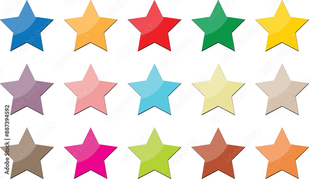 Poster abstract different color five star icon vector illustration.