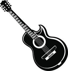 Fototapeta premium Black White Guitar Vector Style Illustration. Generative AI
