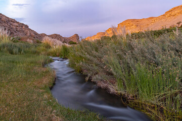 sunset on the Loa river, where the silk effect on the water is observed